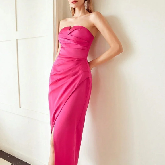 PINK PREPPY WOMENS GATHERED STRAPLESS DRESS - Picture 4 of 5